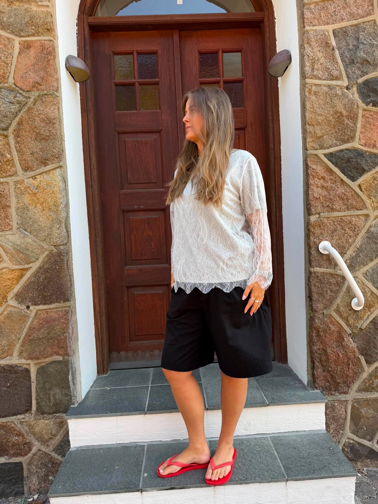 NMBIANKA Top - Light Grey Melange